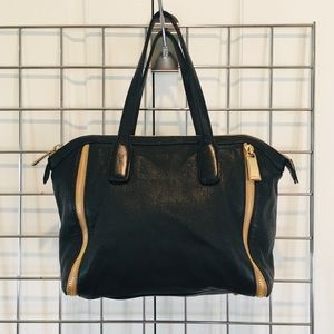 Furla Black and Gold Leather Handbag